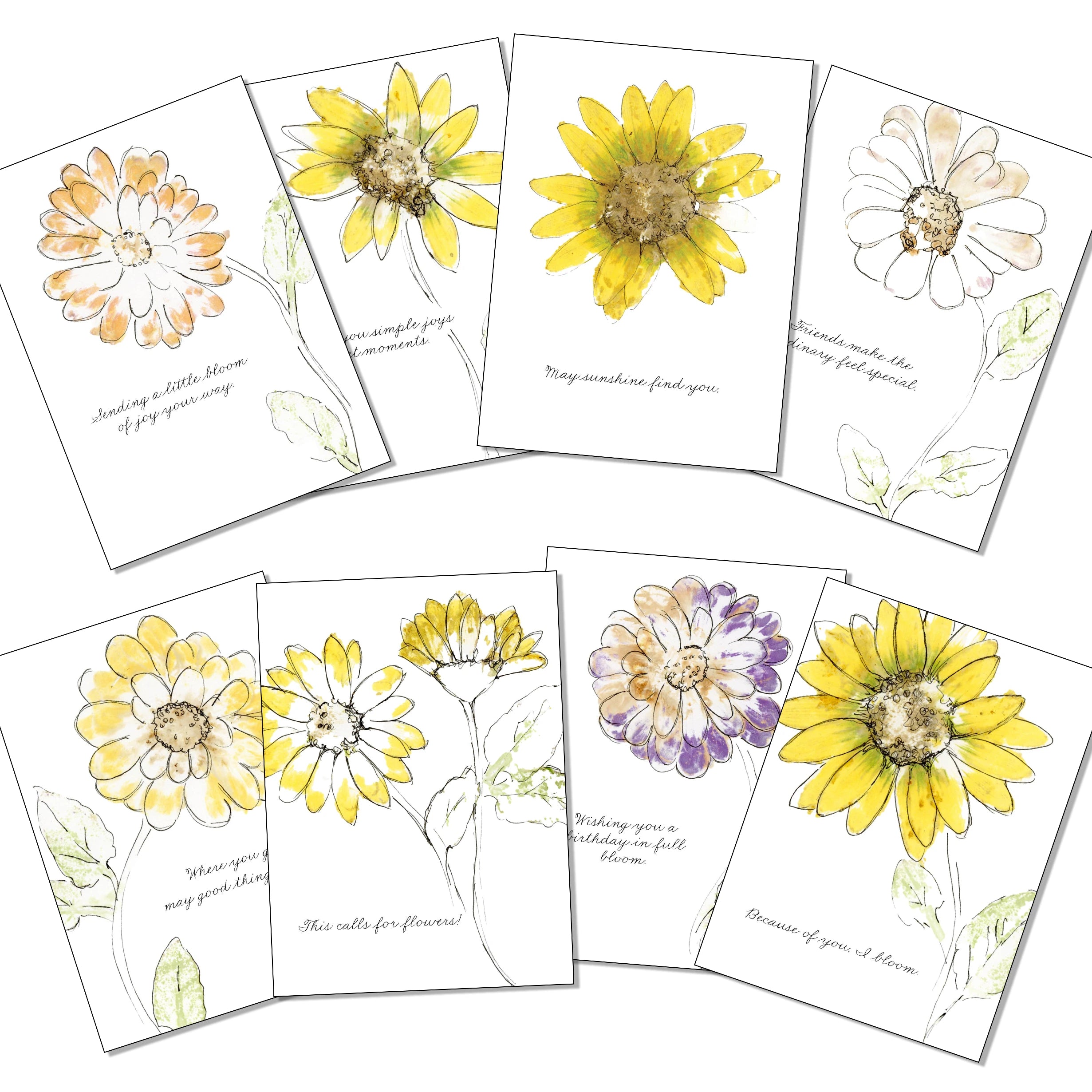 Bloom & Ink Complete Set — 8 Notecards – The Cracked Egg Farm